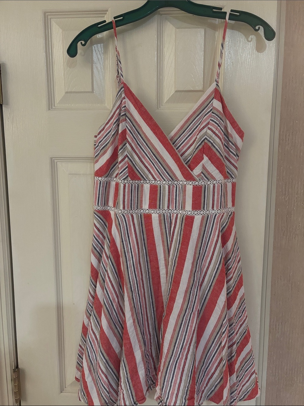 Blue Rain Red and White Striped sun Dress